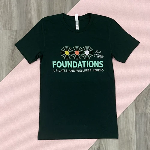 Foundations Pilates and Wellness Studio branded t-shirt