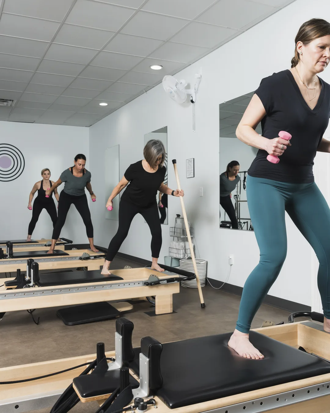 The studio floor at Foundations Pilates and Wellness Studio in Nora, Indianapolis